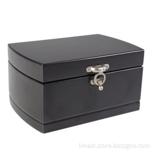 MDF Jewelry Box with Mirror-backed Lid, Available in Black Color